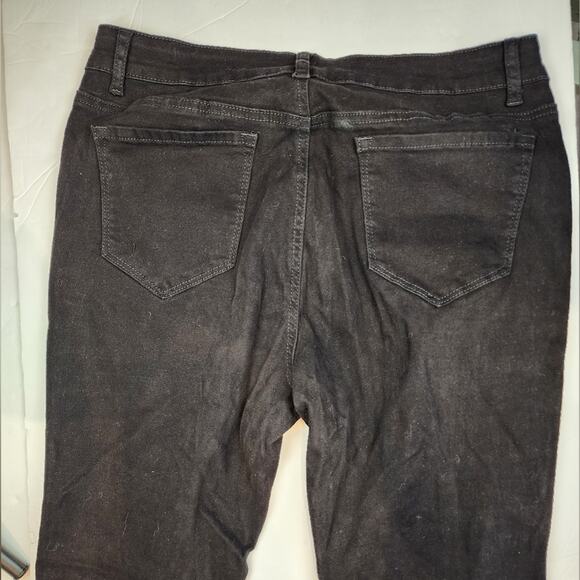 New Black High Rise Stretch Jeans Distressed Skinny Ripped Size L - Picture 3 of 8